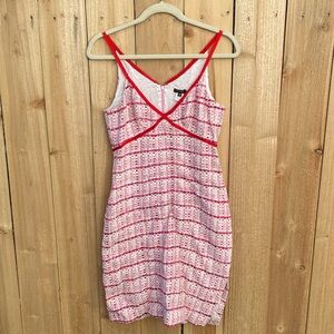 VTG y2k Tocca Pink Red Tweed Mini Dress Size 8 Ribbon Straps Slip Dress Checker